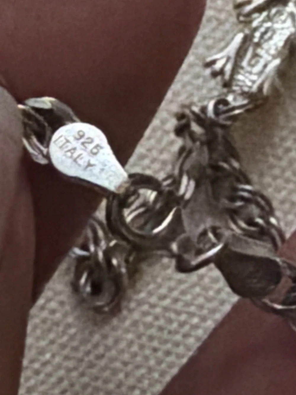 Silver Chain Bracelet with Green Frog Charm